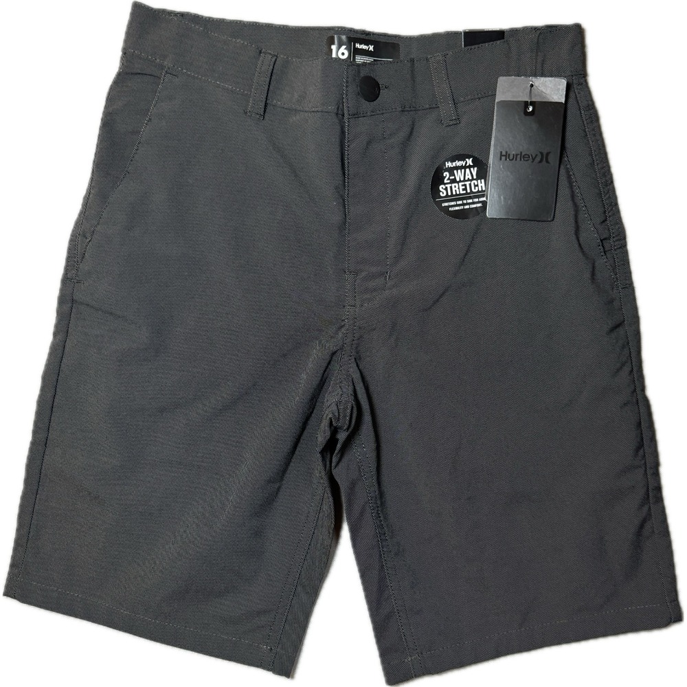 NWT Hurley Shorts Boys Size 16 Dark Gray 2-Way Stretch Regular Fit